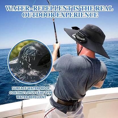 🔥Hot Sale 49% OFF - Wide Brim Solar Fan Outdoor Fishing Hat-Solar & USB Charging