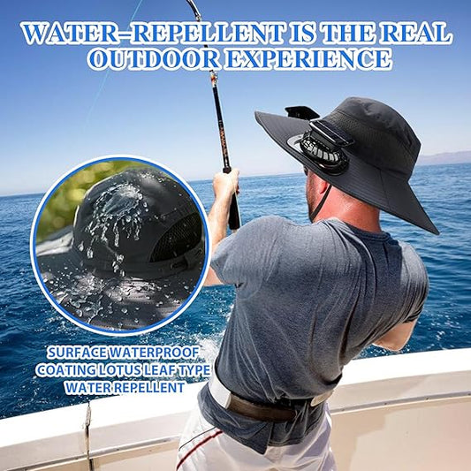 🔥Hot Sale 49% OFF - Wide Brim Solar Fan Outdoor Fishing Hat-Solar & USB Charging