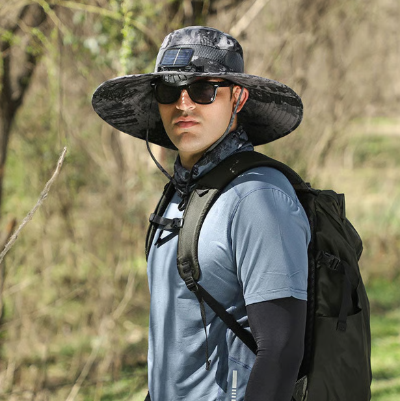 🔥Hot Sale 49% OFF - Wide Brim Solar Fan Outdoor Fishing Hat-Solar & USB Charging