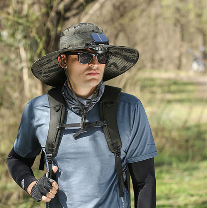 🔥Hot Sale 49% OFF - Wide Brim Solar Fan Outdoor Fishing Hat-Solar & USB Charging