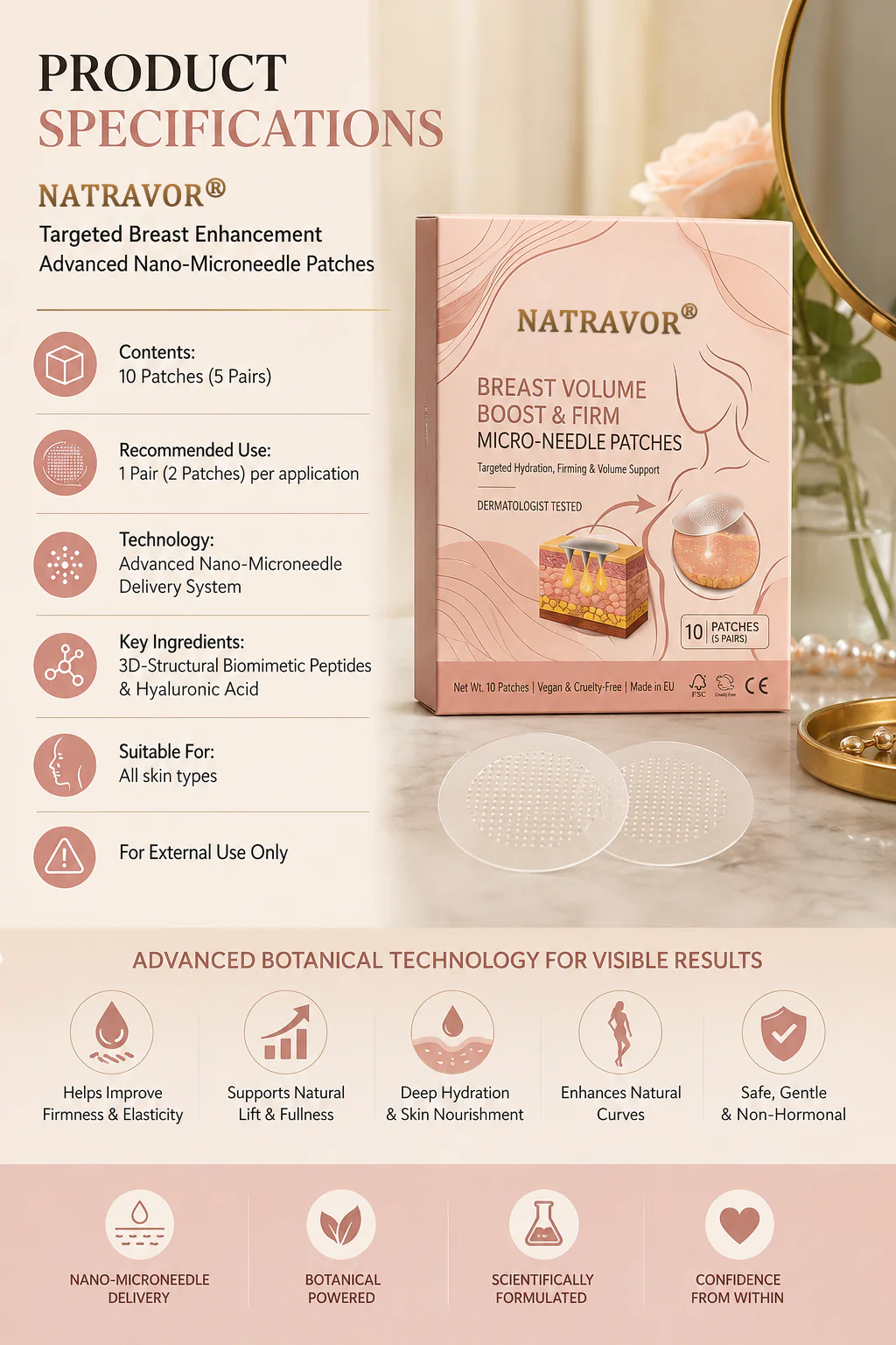 NATRAVOR™ Nano-Microneedle Bust Lift Patches ✨