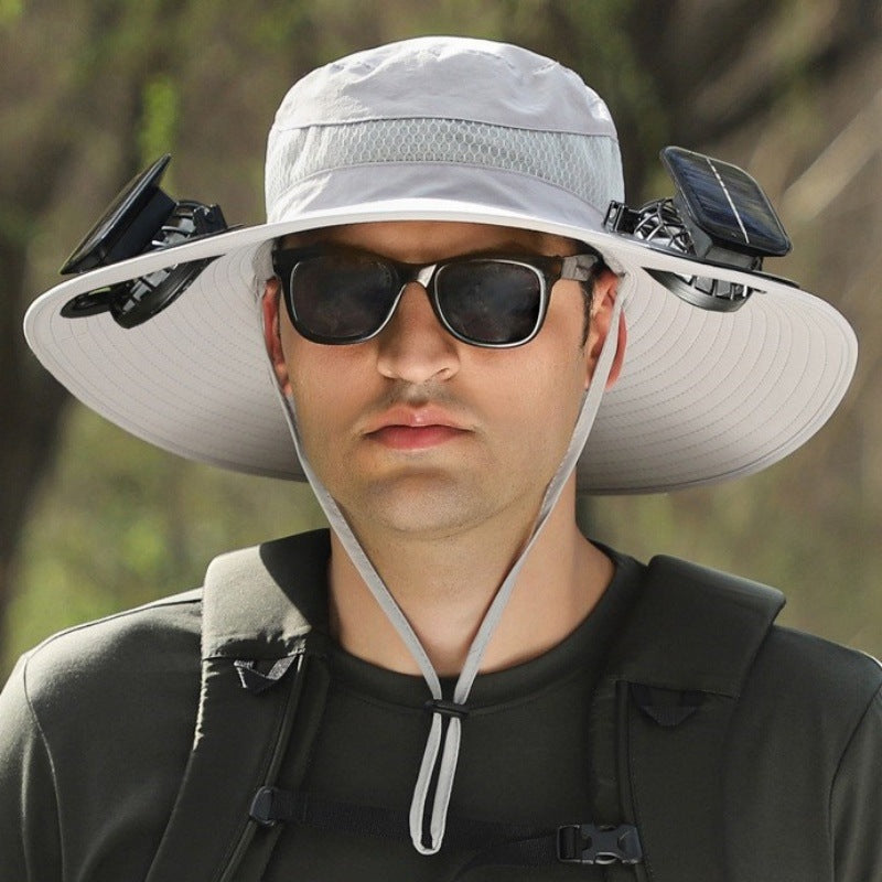 🔥Hot Sale 49% OFF - Wide Brim Solar Fan Outdoor Fishing Hat-Solar & USB Charging