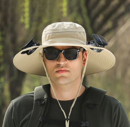 🔥Hot Sale 49% OFF - Wide Brim Solar Fan Outdoor Fishing Hat-Solar & USB Charging