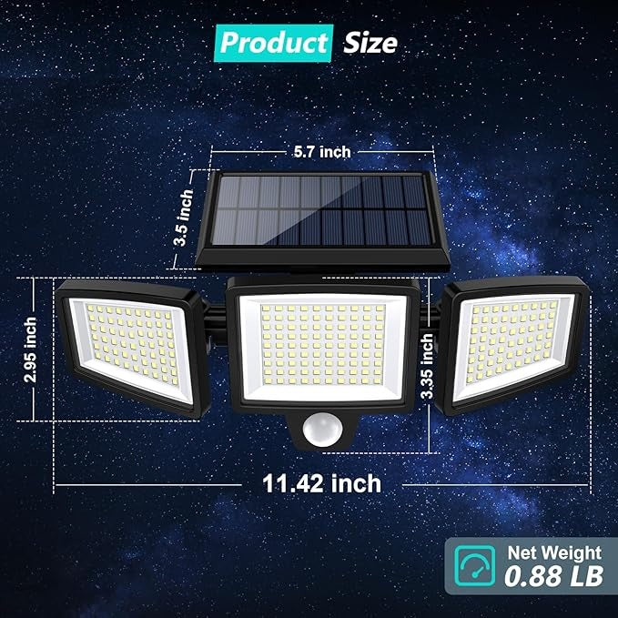🔥 Father’s Day Sale - Solar Outdoor Lights 2500LM 210 LED Security Lights with Remote Control